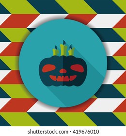 pumpkin candle flat icon with long shadow,eps10