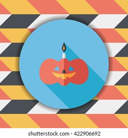 pumpkin candle flat icon with long shadow,eps10