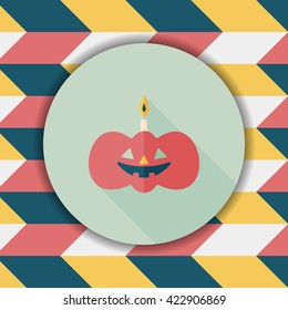 pumpkin candle flat icon with long shadow,eps10