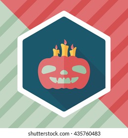 pumpkin candle flat icon with long shadow,eps10