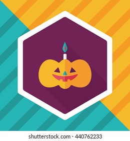 pumpkin candle flat icon with long shadow,eps10
