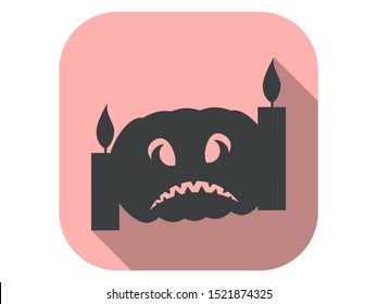 Pumpkin and candles flat icon with long shadow. Halloween, October 31st. Vector illustration