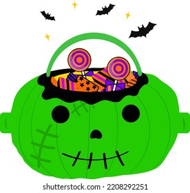 Pumpkin Candy Bucket. Halloween party. Food party decoration. Christmas pumpkin elements.