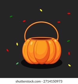 Pumpkin Candy Bucket Vector Illustration 