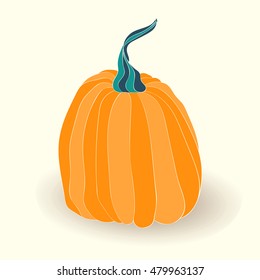 Pumpkin card. Vector illustration of pumpkin isolated on white background.