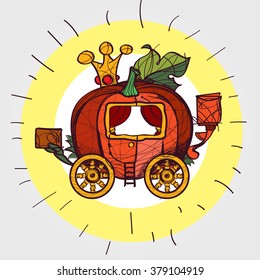 Pumpkin carriage for Cinderella color illustration.