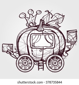 Pumpkin carriage for Cinderella outline sketch.