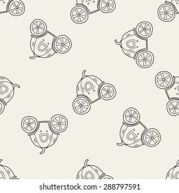 Pumpkin carriage doodle seamless pattern background