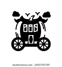 Pumpkin Carriage Glyph Icon, Vector illustration