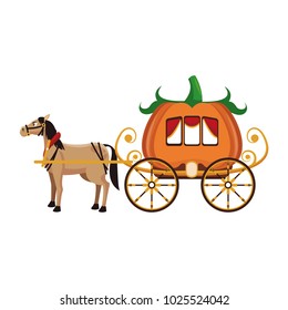 Pumpkin Carriage With Horse Cartoon