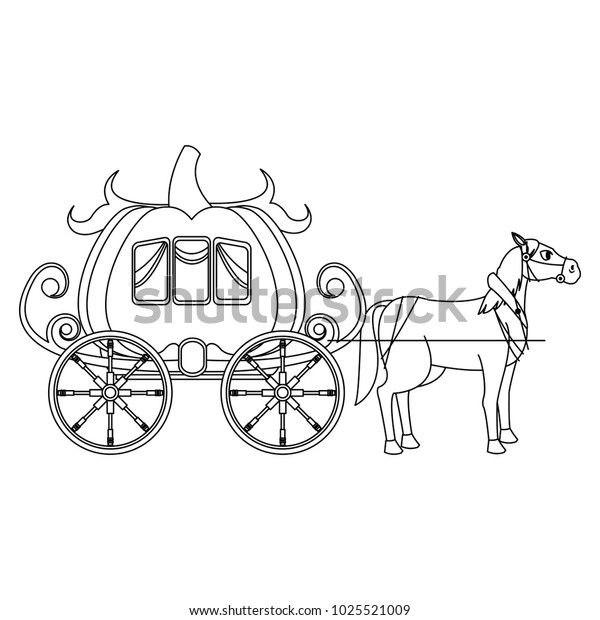 Pumpkin Carriage Horse Cartoon Stock Vector (Royalty Free) 1025521009