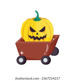 Pumpkin cart vector colorful stickers Icon Design illustration. EPS 10 File