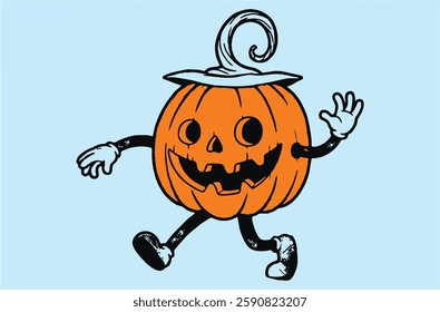Pumpkin cartoon character. Happy Halloween free blank copy space poster, banner or greeting card. EPS 10