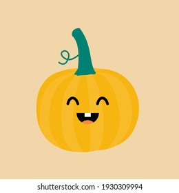 pumpkin cartoon character in kawaii style