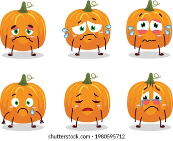 Pumpkin cartoon in character with sad expression