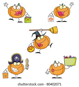 Pumpkin Cartoon Characters-Vector Collection