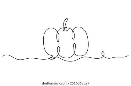 Pumpkin cartoon continuous black line drawing art for halloween, autumn, festival and illustration