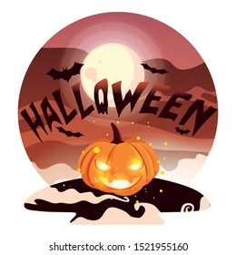 Pumpkin cartoon design, Halloween holiday horror scary celebration autumn dark and party theme Vector illustration