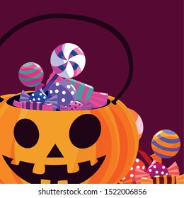 Pumpkin cartoon design, Halloween holiday horror scary celebration autumn dark and party theme Vector illustration