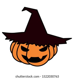 Pumpkin cartoon design, Halloween holiday horror scary celebration autumn dark and party theme Vector illustration
