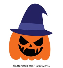 Pumpkin Cartoon Flat Icon Vector Illustration 