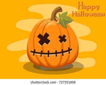 Pumpkin cartoon Halloween on background