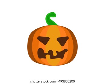 Pumpkin. Cartoon halloween pumpkin. Vector pumpkin with sinister smiling face isolated on white background