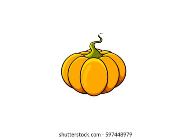 Pumpkin  cartoon. Hand drawn isolated on white background. Pop art, eco food.