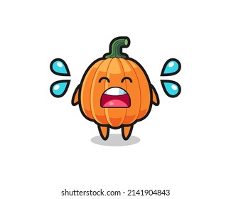 pumpkin cartoon illustration with crying gesture , cute design