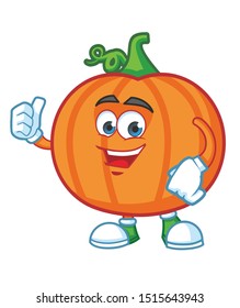 pumpkin cartoon mascot character vector