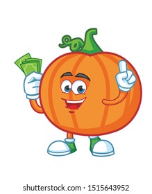 pumpkin cartoon mascot character vector
