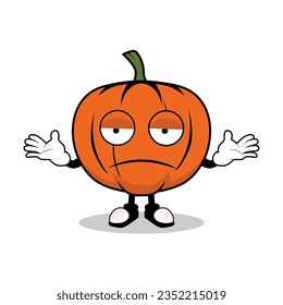 Pumpkin Cartoon Mascot with confused gesture