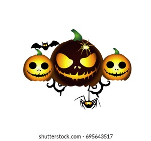 Pumpkin cartoon on white background