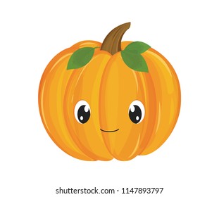 Pumpkin Cartoon, Orange Thanksgiving Pumpkin Cartoon, Orange Pumpkin Icon, Fall Pumpkin Decor, Fall Autumn Harvest Illustration Background