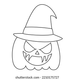 Pumpkin Cartoon Outline Icon Vector Illustration 