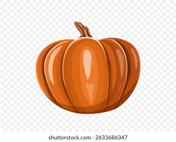 pumpkin cartoon simple design isolated on the transparent background.natural foods,autumn and halloween concept clip art vector illustration.