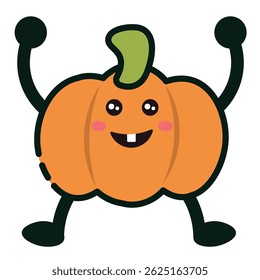 Pumpkin cartoon smiling. Vector illustration