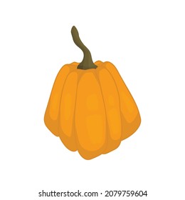 Pumpkin Cartoon Style Bright Yellow Fruit Harvesting Pumpkin Halloween Thanksgiving Icon