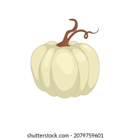 Pumpkin Cartoon Style Light Yellow Fruit Harvesting Pumpkin Halloween Thanksgiving Icon