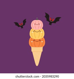 Pumpkin cartoon vector. Halloween vector background. Pumpkin face.
