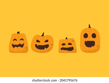Vector de dibujos animados de calabaza. Fondo vectorial de Halloween. Cara de calabaza.
