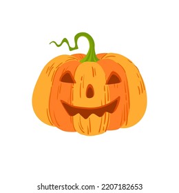 Pumpkin cartoon vector illustration on white background for Halloween and Thanksgiving.