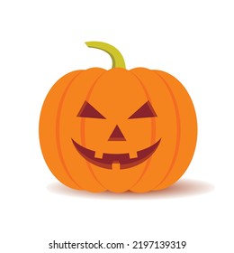 Pumpkin with carved face elements for halloween. Flat vector illustration.