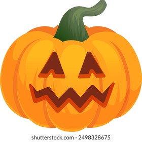 Calabaza con cara tallada. Icono de dibujos animados de linterna Jack aislado sobre fondo blanco