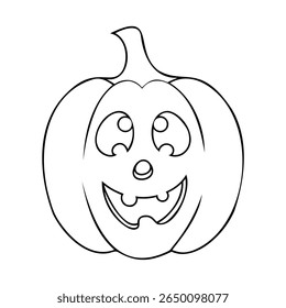 A pumpkin with a carved smiling face for halloween smile