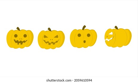Pumpkin carving for halloween with expression isolated on white background suitable for greeting cards, stickers, emojis - vector