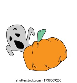 Pumpkin and cast, vector design for banner, poster, greeting card, party invitation.