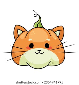 Gato calabaza para ilustración vectorial de caricatura de Halloween