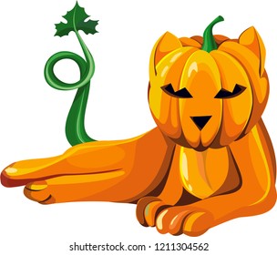 Pumpkin cat, Halloween cat vector. Vector isolate. a character for Halloween. Magic animals, cat for Halloween