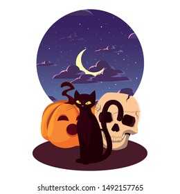 pumpkin cat happy halloween celebration